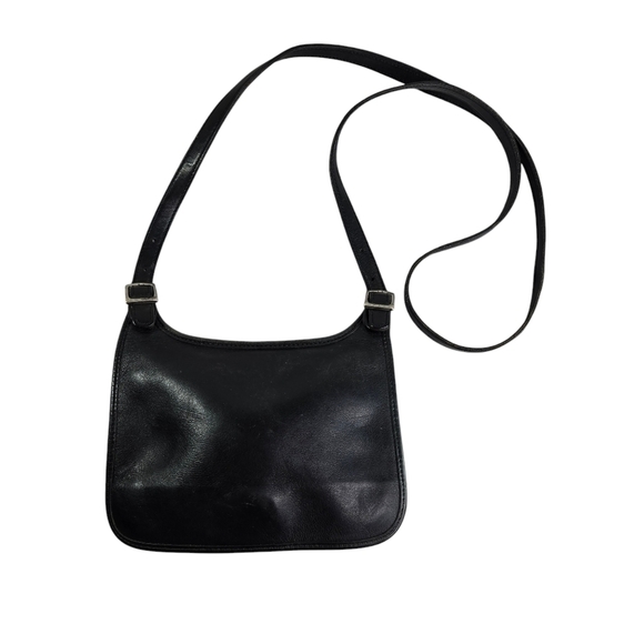 Vtg Coach 9142 black leather flap slim shoulder bag purse - Picture 1 of 10